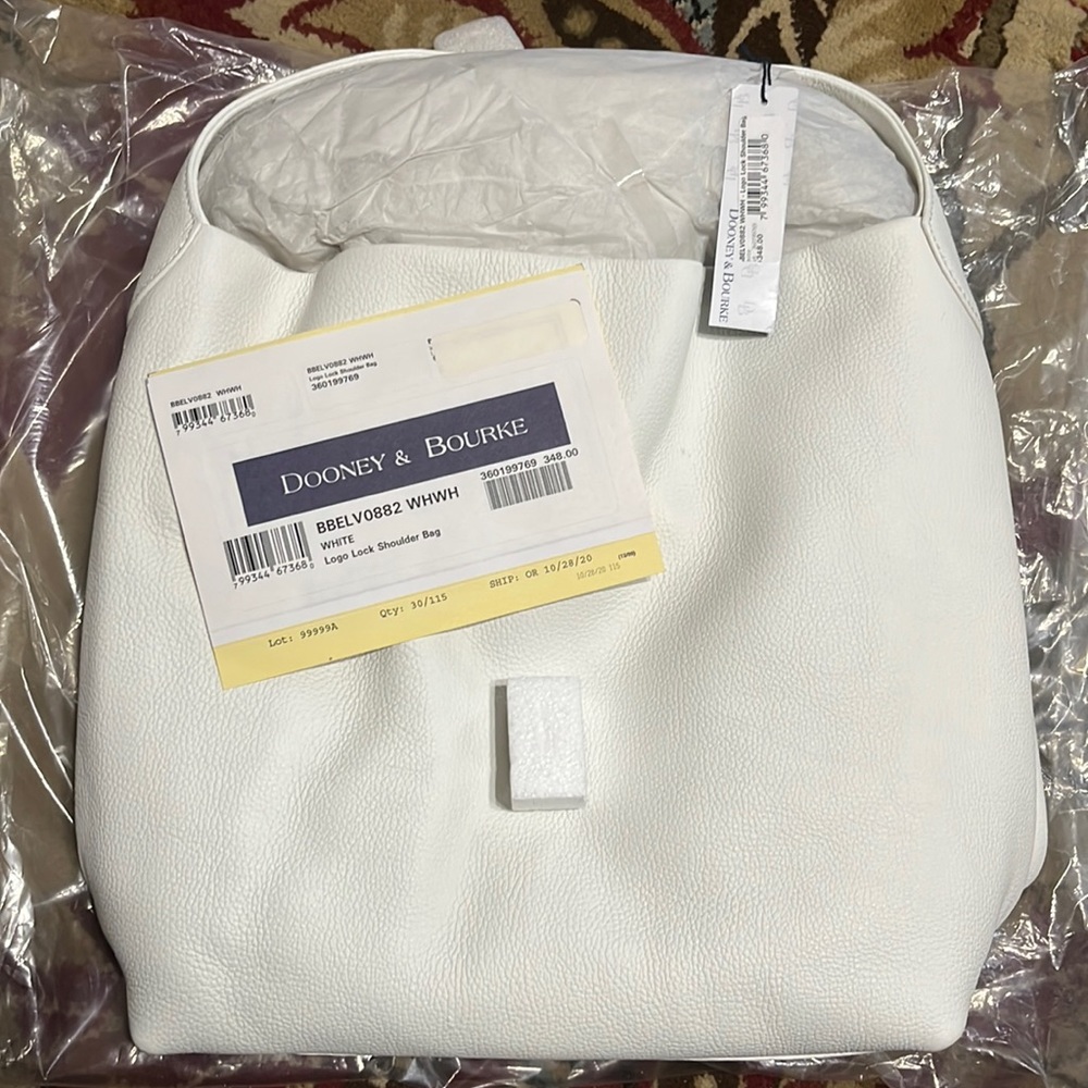 Dooney & Bourke Belvedere Logo Lock Shoulder Bag - White - BBELV0882
